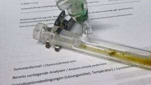 A single-crystal sample in a Schlenk tube with order form