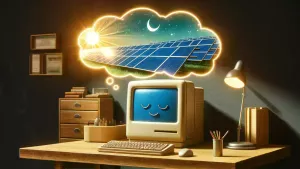 AI illustration of a computer dreaming about solar cells