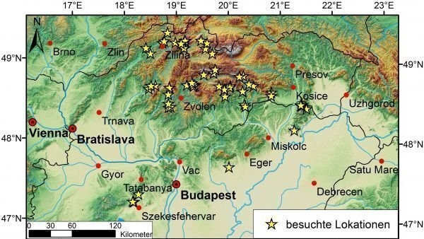 Überblickskarte Slowakei und Ungarn 2015