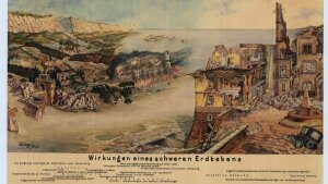 Historisches Bild der Auswirkungen eines Erdbebens