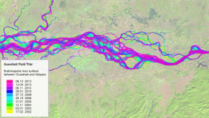 Abflusswege des Brahmaputra 2002-2013 